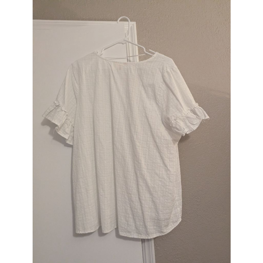 Women's Terra & Sky White Blouse Plus Size 1X - Picture 4 of 5